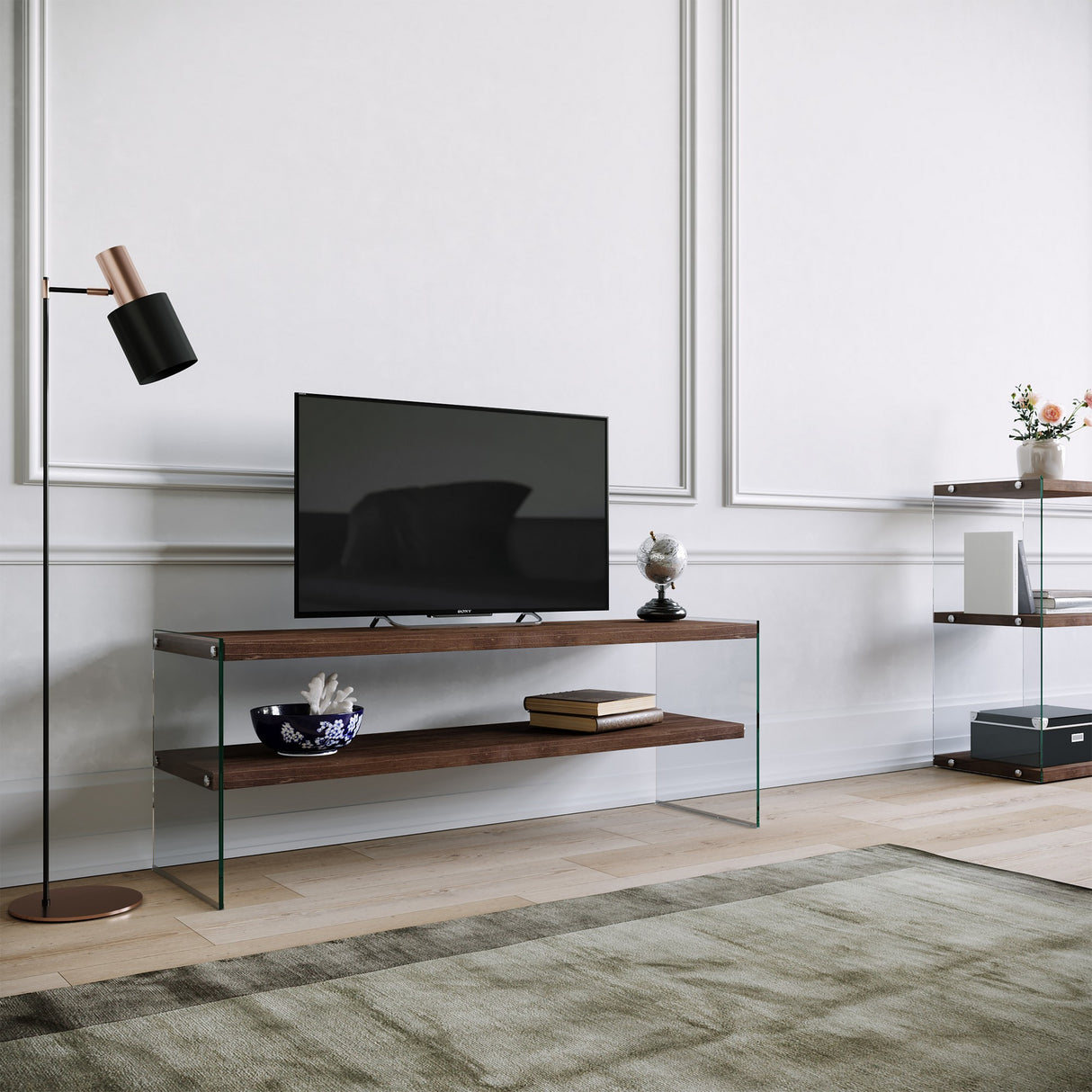 Mobile TV Coral Noce Scuro Legno di Pino 120x45x35 cm
