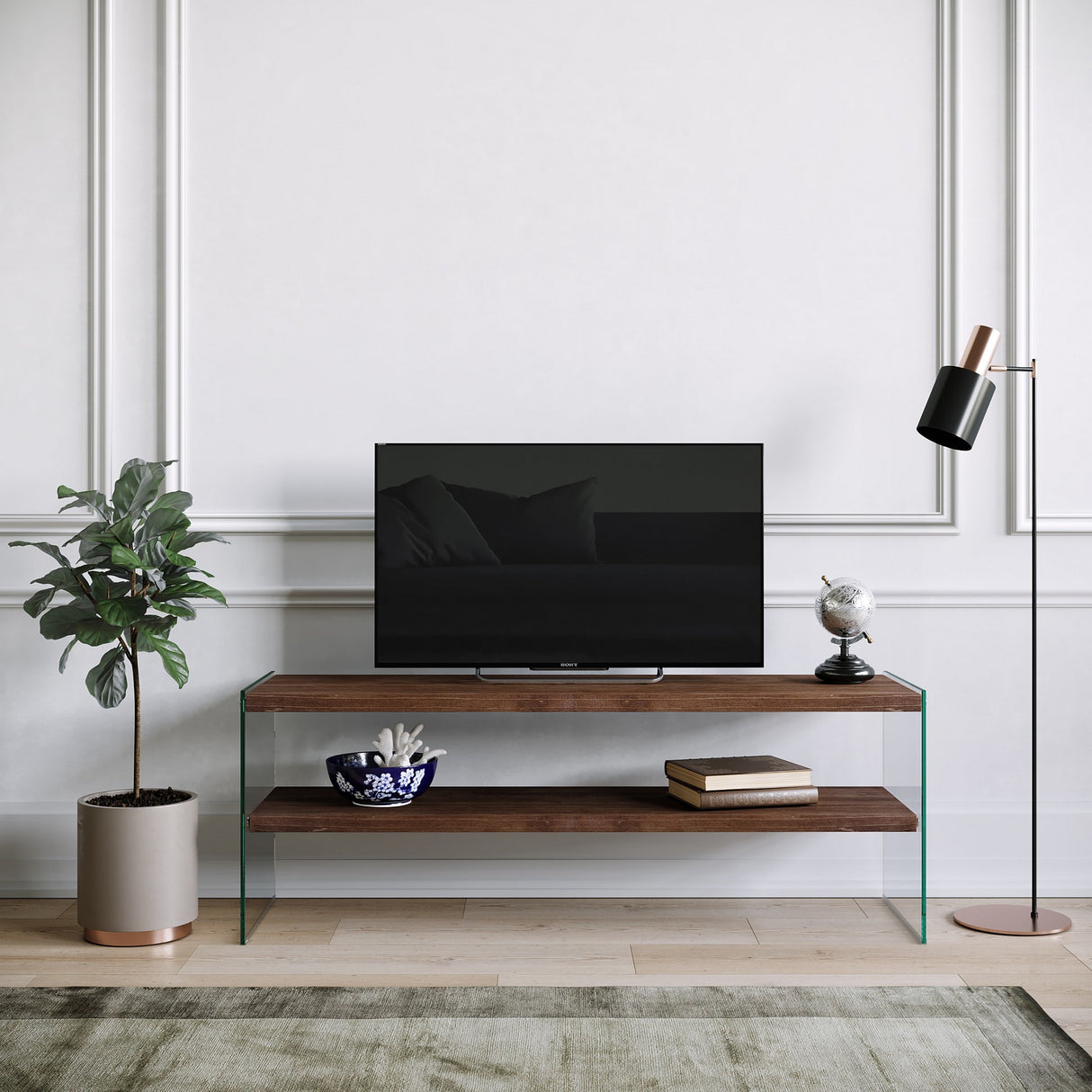Mobile TV Coral Noce Scuro Legno di Pino 120x45x35 cm