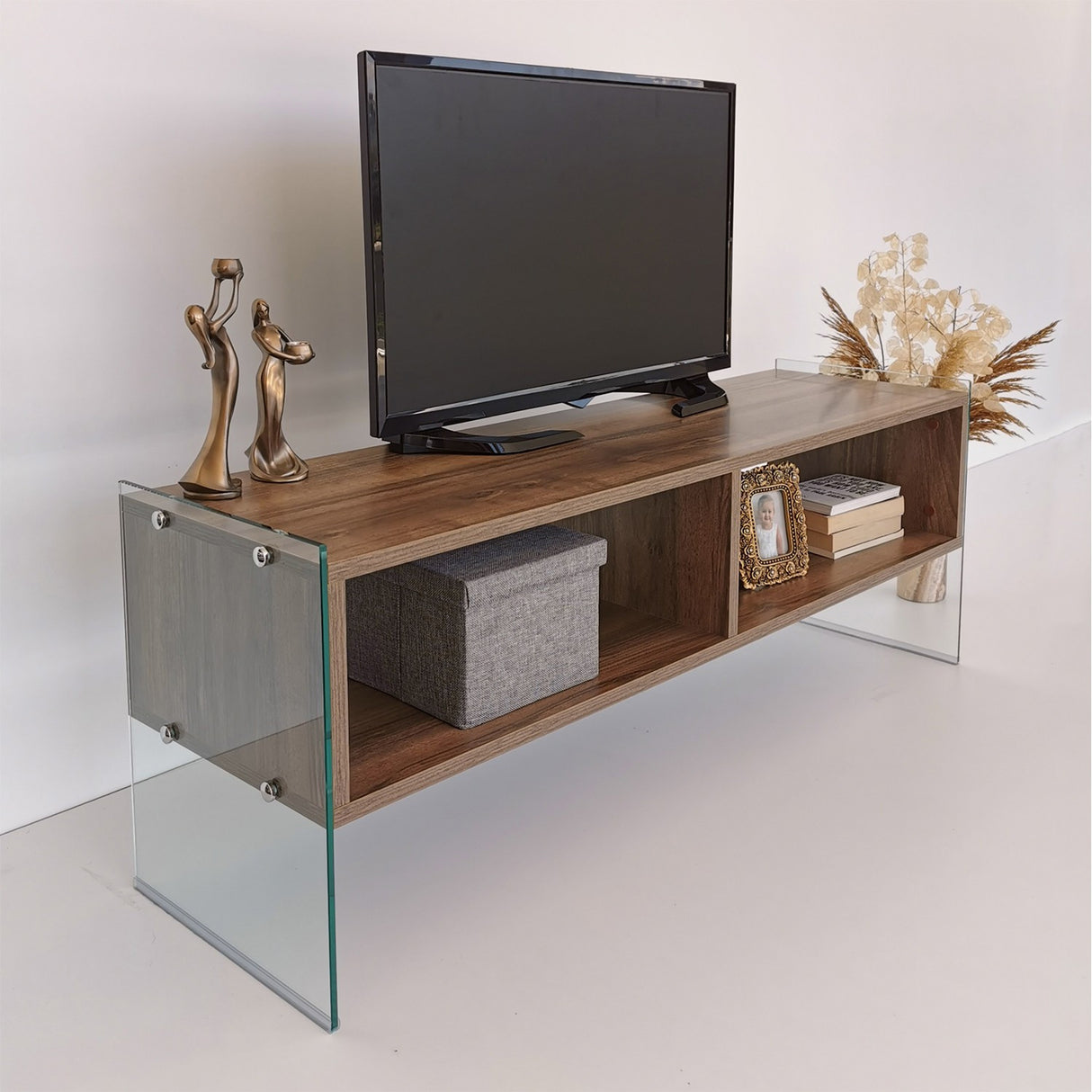 TV Meubels - TV Meubel Echo Walnoot Melamine 120x45x35 cm - Dimehouse