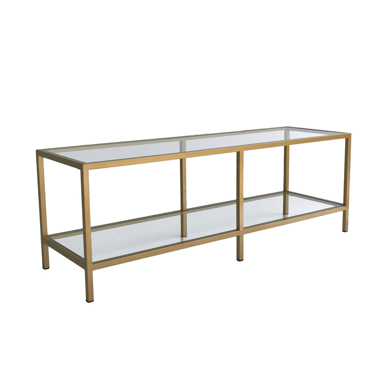 TV Meubels - TV Meubel Basic Gold Goud Glas 130x45x40 cm - Dimehouse