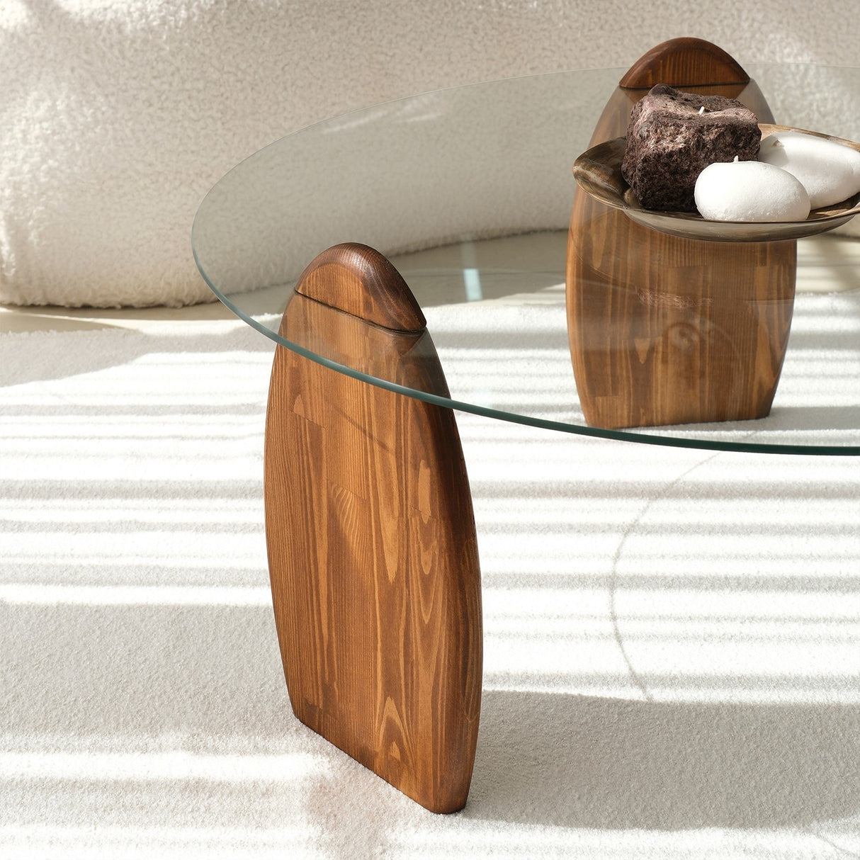 Tavolino di Design Rotondo 90 cm Sunf - Base in legno