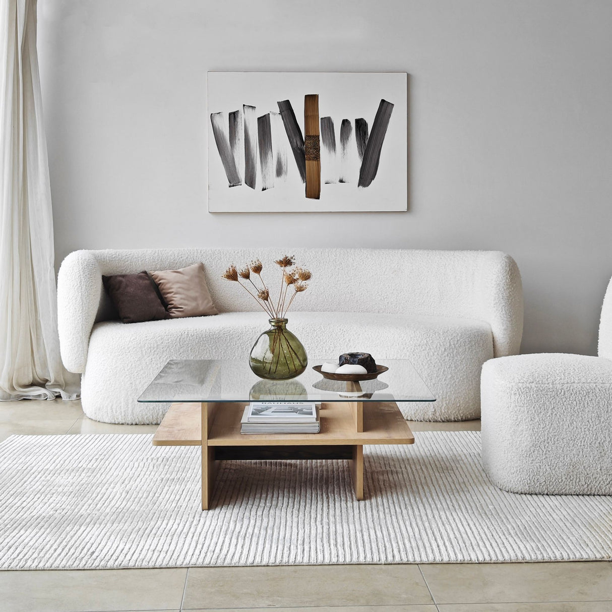 Tavolino Quadrato in Vetro Sagu - Base Melaminico Zaffiro - 90x90 cm