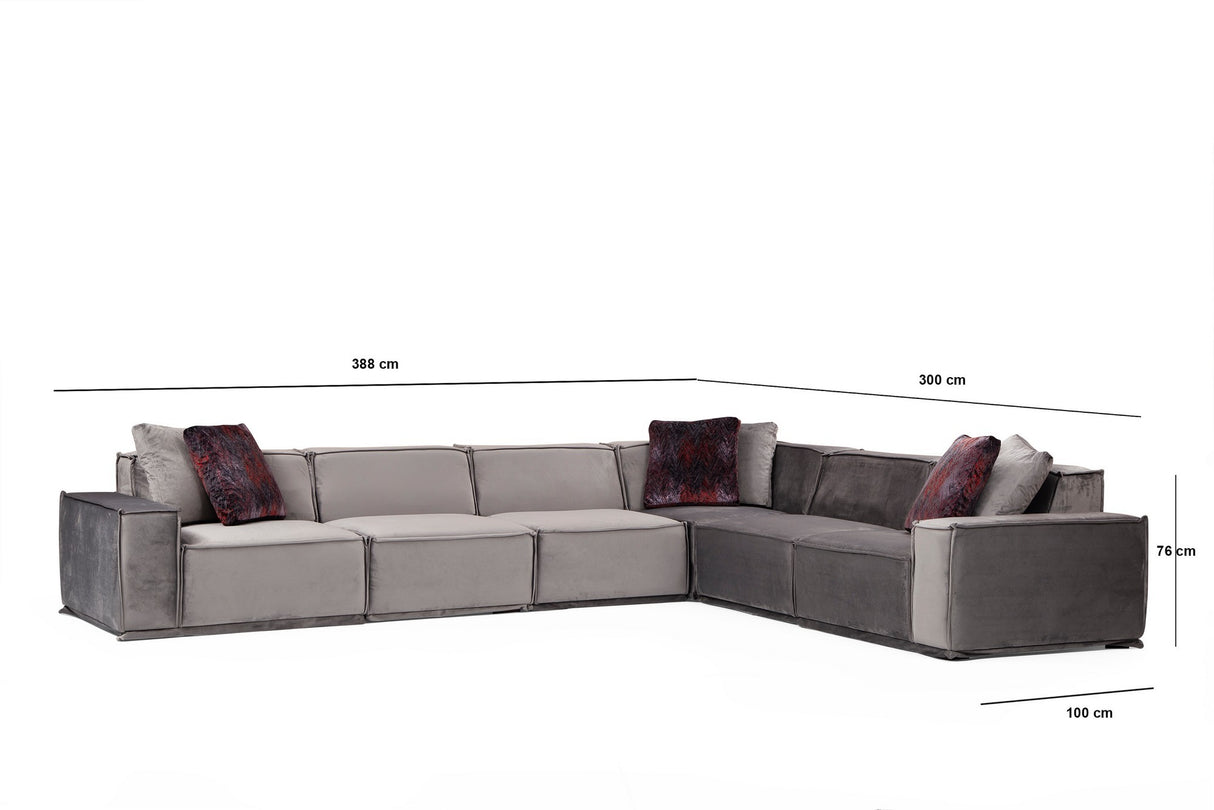 Divano angolare XL destro Lego Velvet Grey