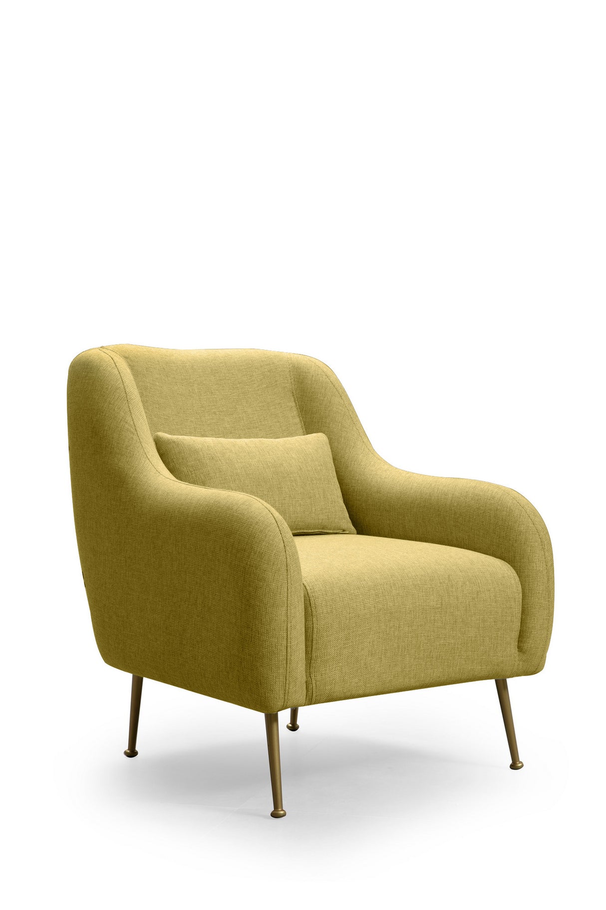 Poltrona moderna Tessuto giallo con gambe oro Siviglia