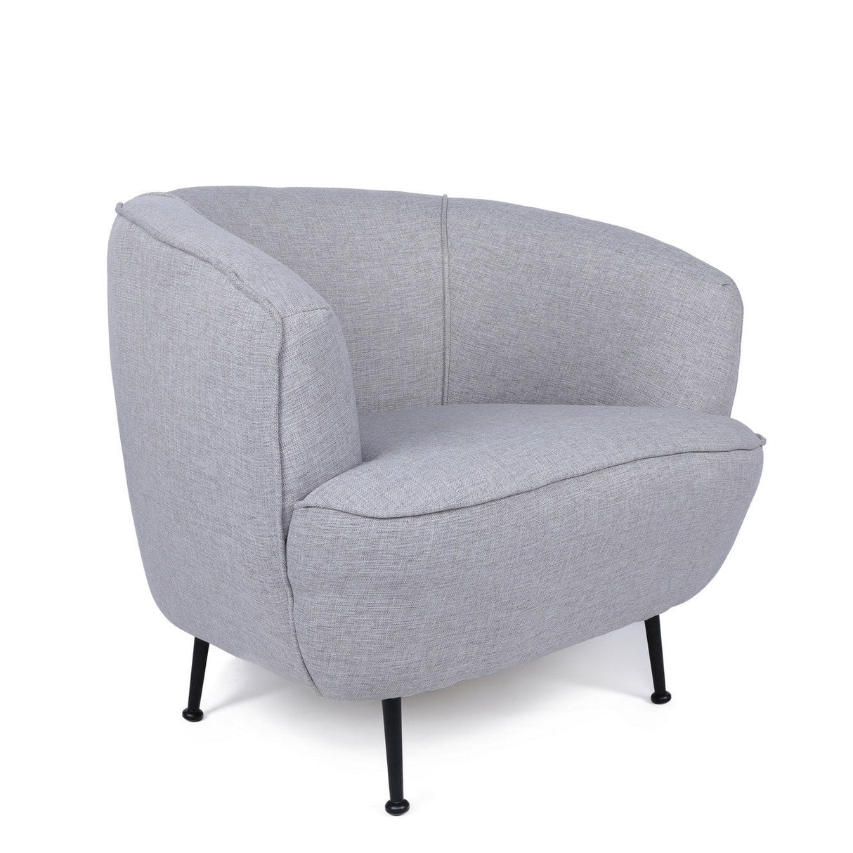 Poltrona moderna in tessuto di lino grigio chiaro con gambe alte Piccoli
