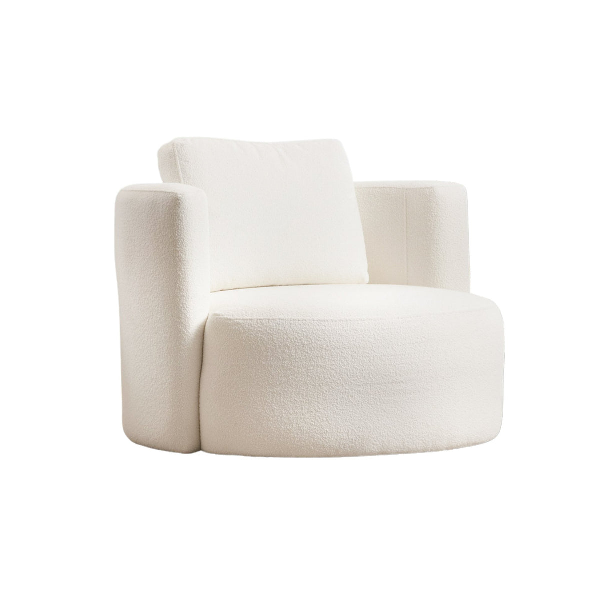 Poltrona rotonda crema bouclé Fern