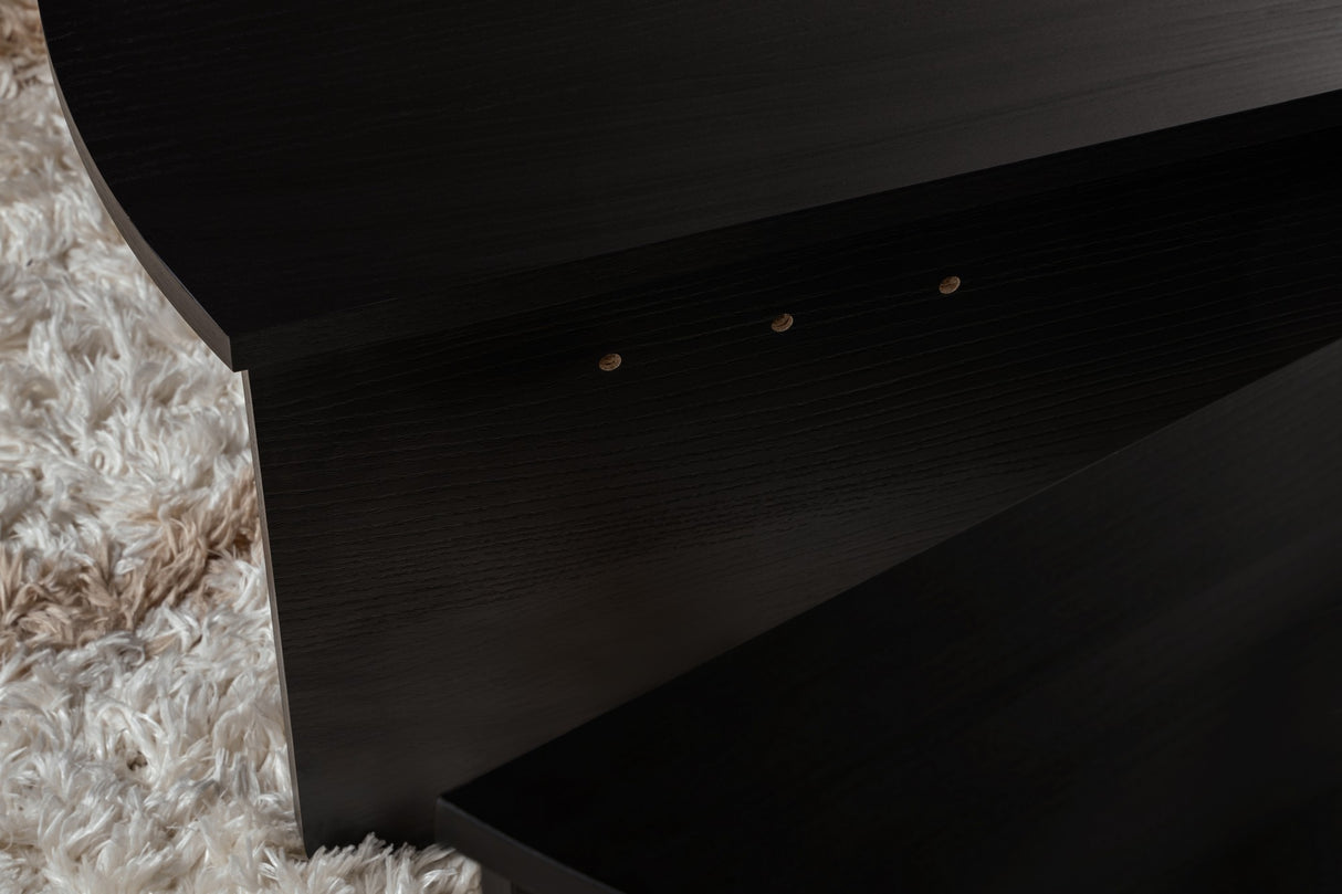 Tavolino rotondo in melamina nera a gradini 85 cm Orin