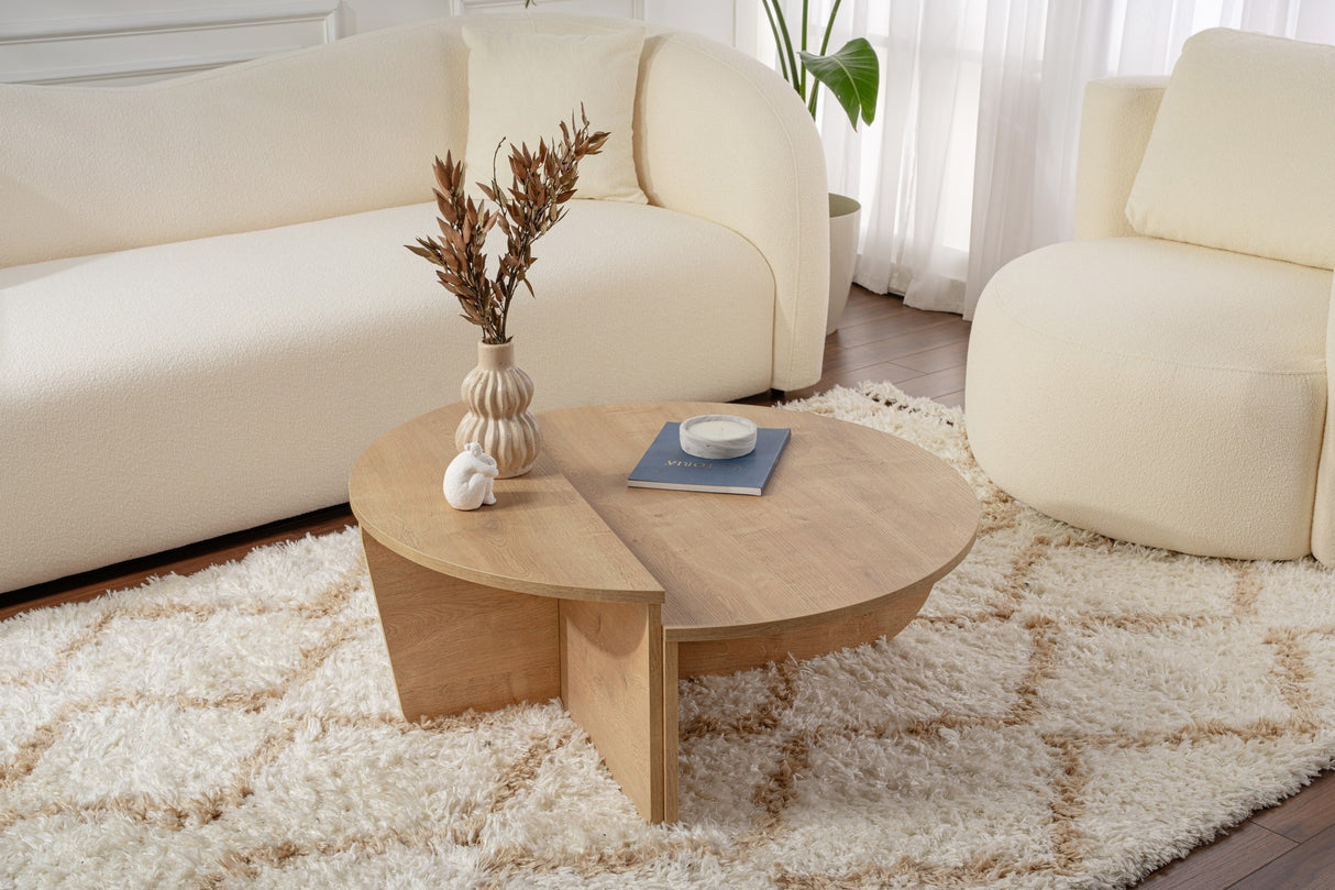 Salontafels - Ronde Salontafel Naturel 85 cm Melamine Orin - Dimehouse