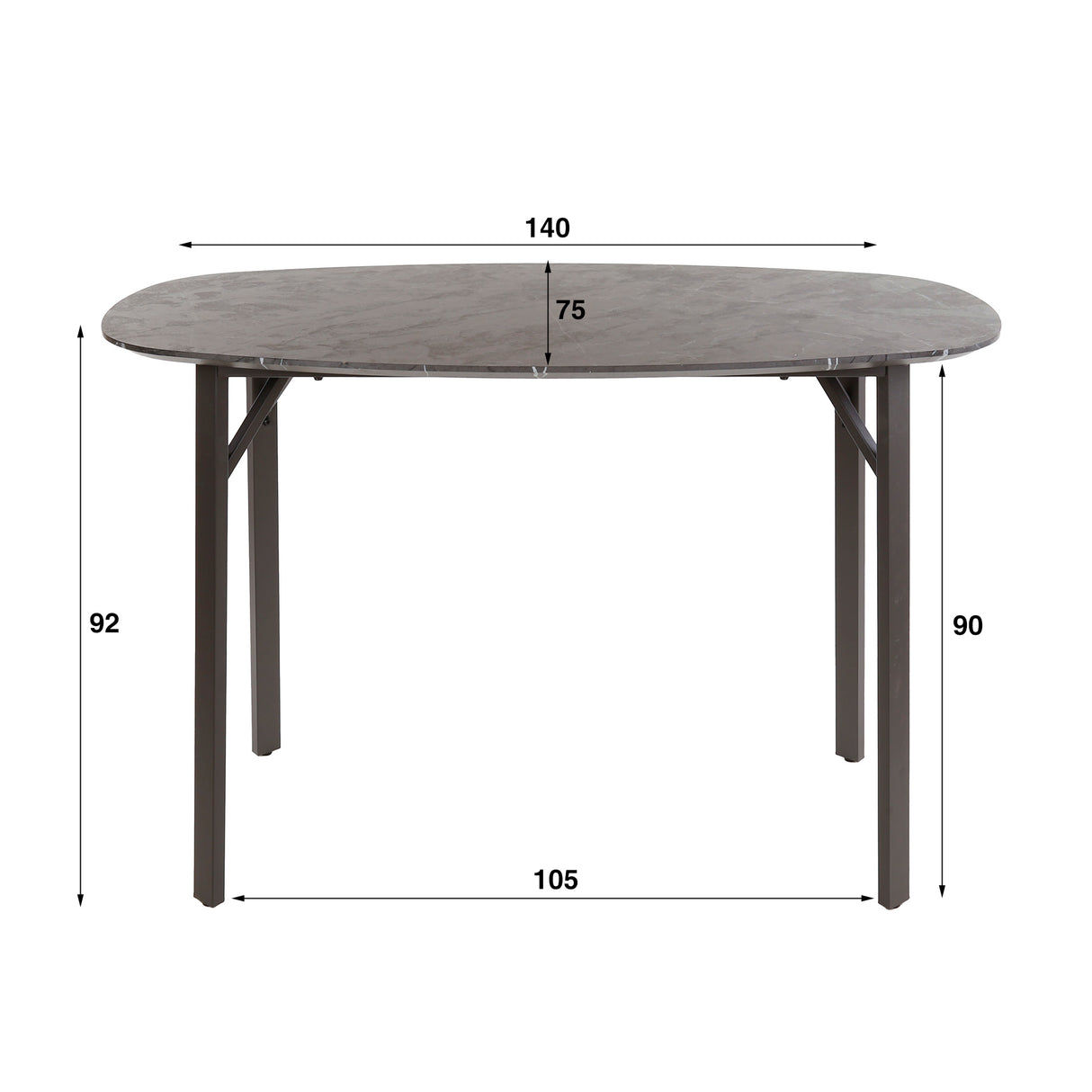Bartafels - Deens Ovaal Bartafel Jade 140 cm Zwart Keramiek Look - Dimehouse