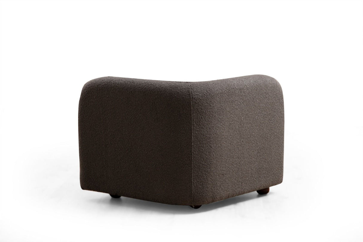 Fauteuils - Japandi fauteuil donkergrijs bouclé met walnoot poot Victoria - Dimehouse