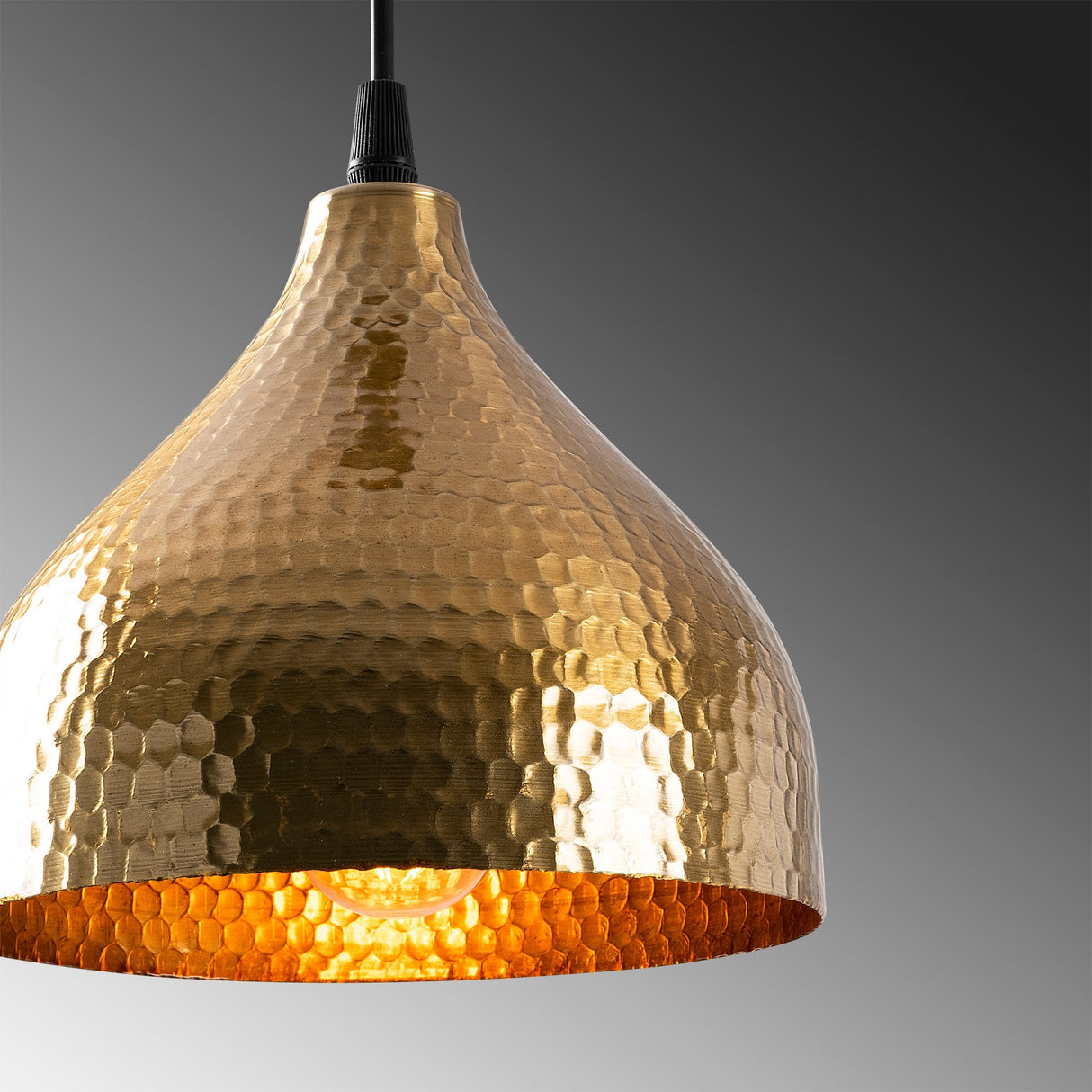 Lampada a sospensione rotonda in metallo color bronzo Eclipse