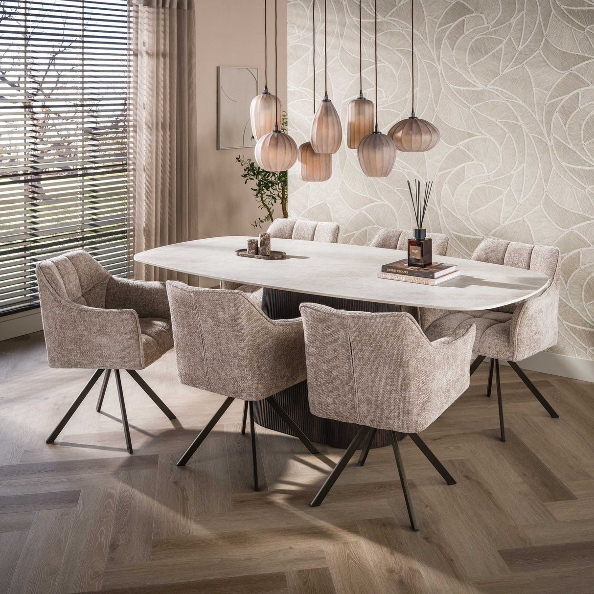 Hanglampen - Hanglamp 7 - lichts bruin frosted glas Arda - Dimehouse
