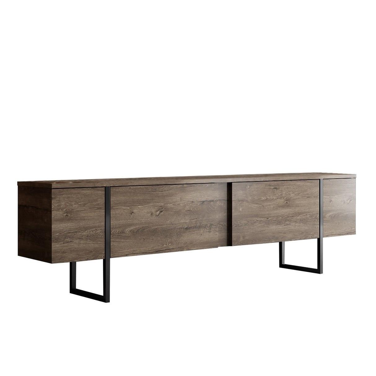 TV Meubels - TV Meubel Luxe Walnoot Zwart Melamine 180x50x30 cm - Dimehouse