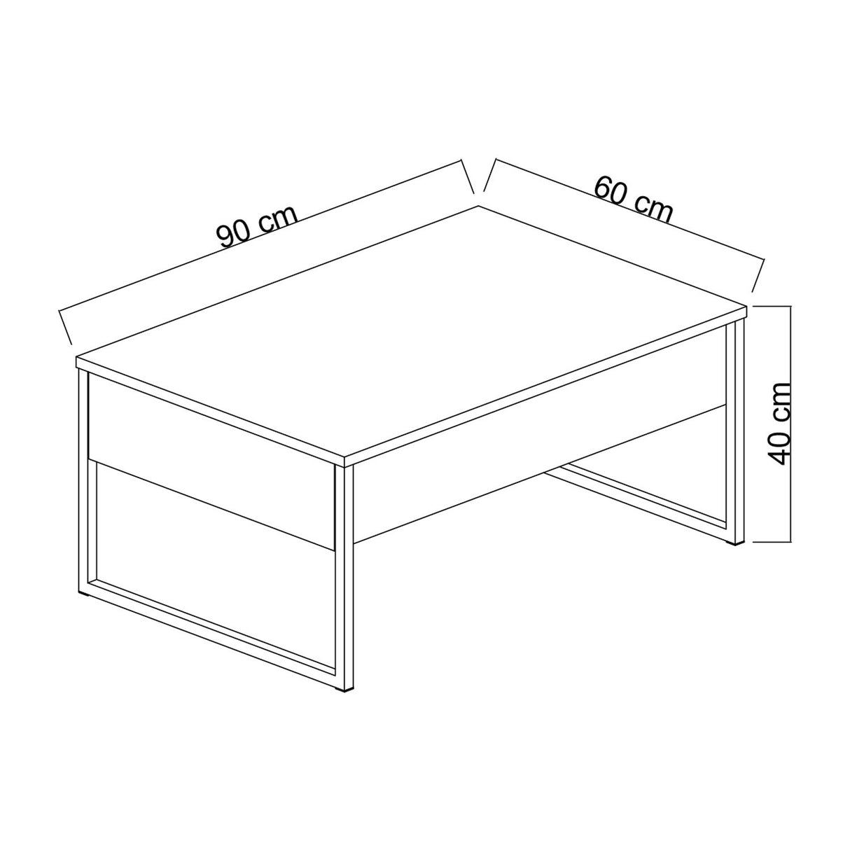 Salontafels - Rechthoekige Salontafel Walnoot Luxe 90x60 - Zwart Frame - Dimehouse