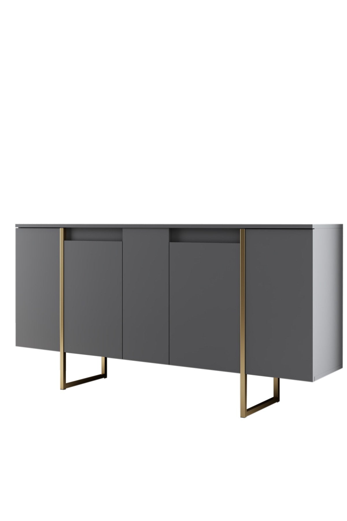 Meubelsets - Meubelset Antraciet Luxe - Salontafel + TV Meubel + Dressoir - Gouden Frame - Dimehouse