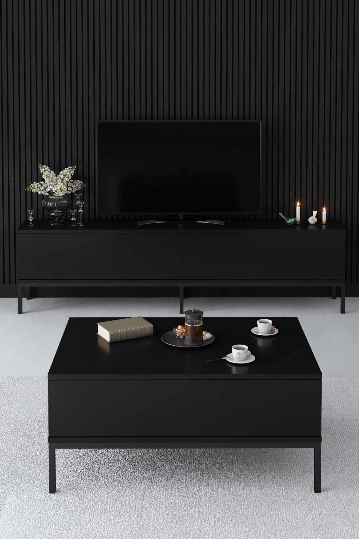 Salontafels - Rechthoekige Salontafel Zwart Lord 90x60 - Zwart Frame - Dimehouse