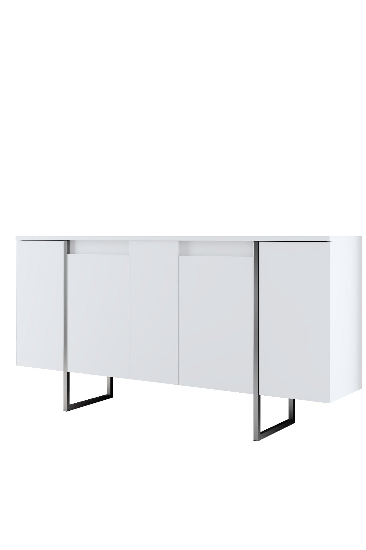 Set di mobili White Luxury - Tavolino + Mobile TV + Cassettiera Luxury - Cornice Argento