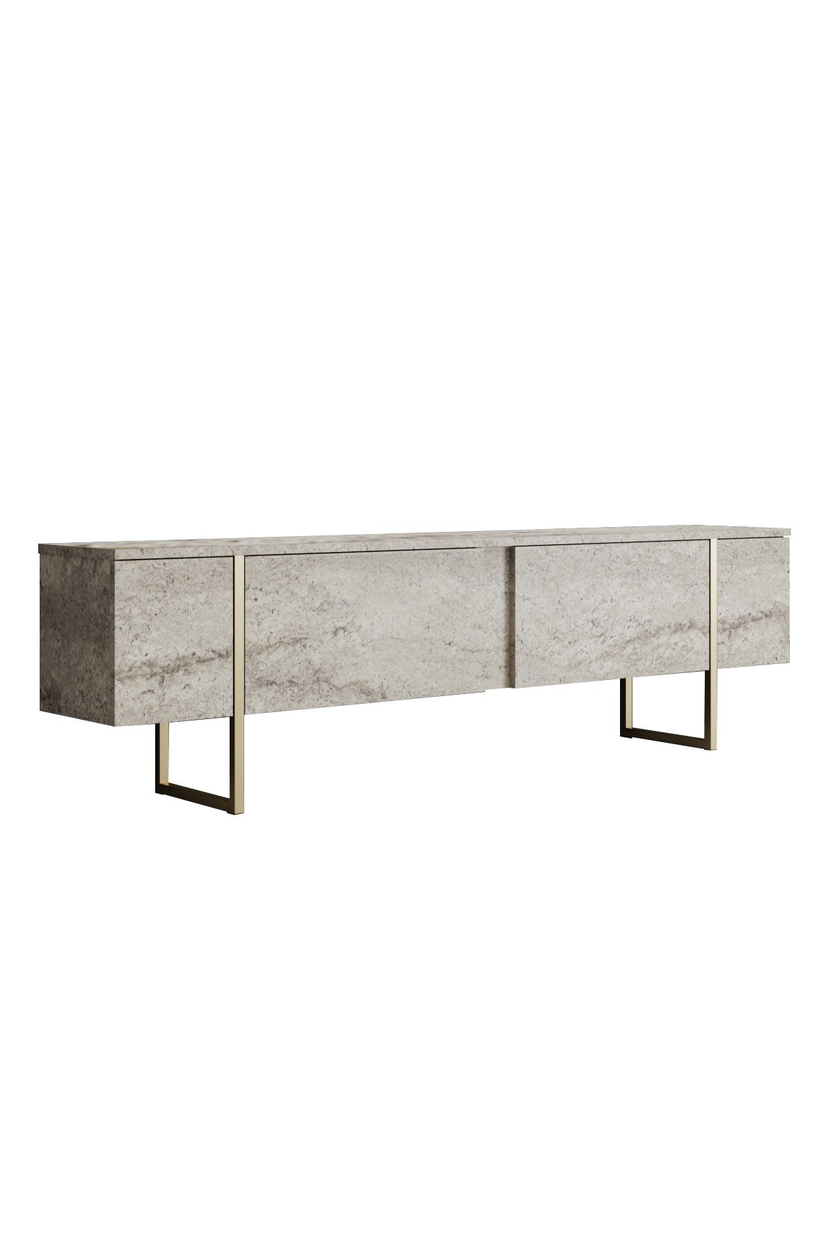 TV Meubels - TV Meubel Travertin Luxe 180x50x30 - Gouden Frame - Dimehouse