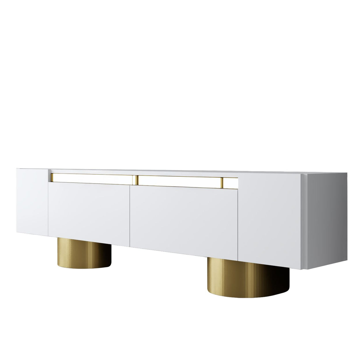 TV Meubels - TV Meubel Wit Bohem 180x50x30 - Gouden Frame - Dimehouse
