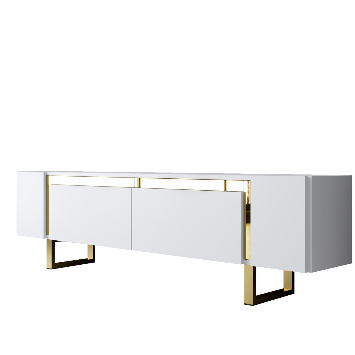 TV Meubels - TV Meubel Wit Yildiz 180x50x30 - Gouden Frame - Dimehouse