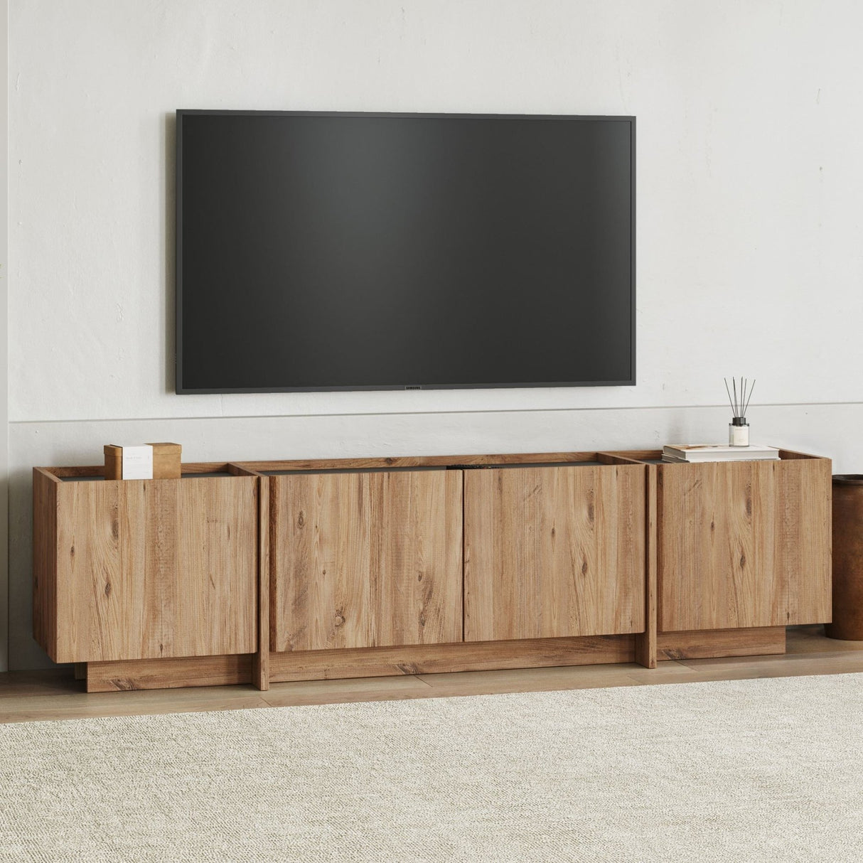 Mobile TV Lowen in effetto rovere da 180 cm in pino atlantico e melaminico antracite