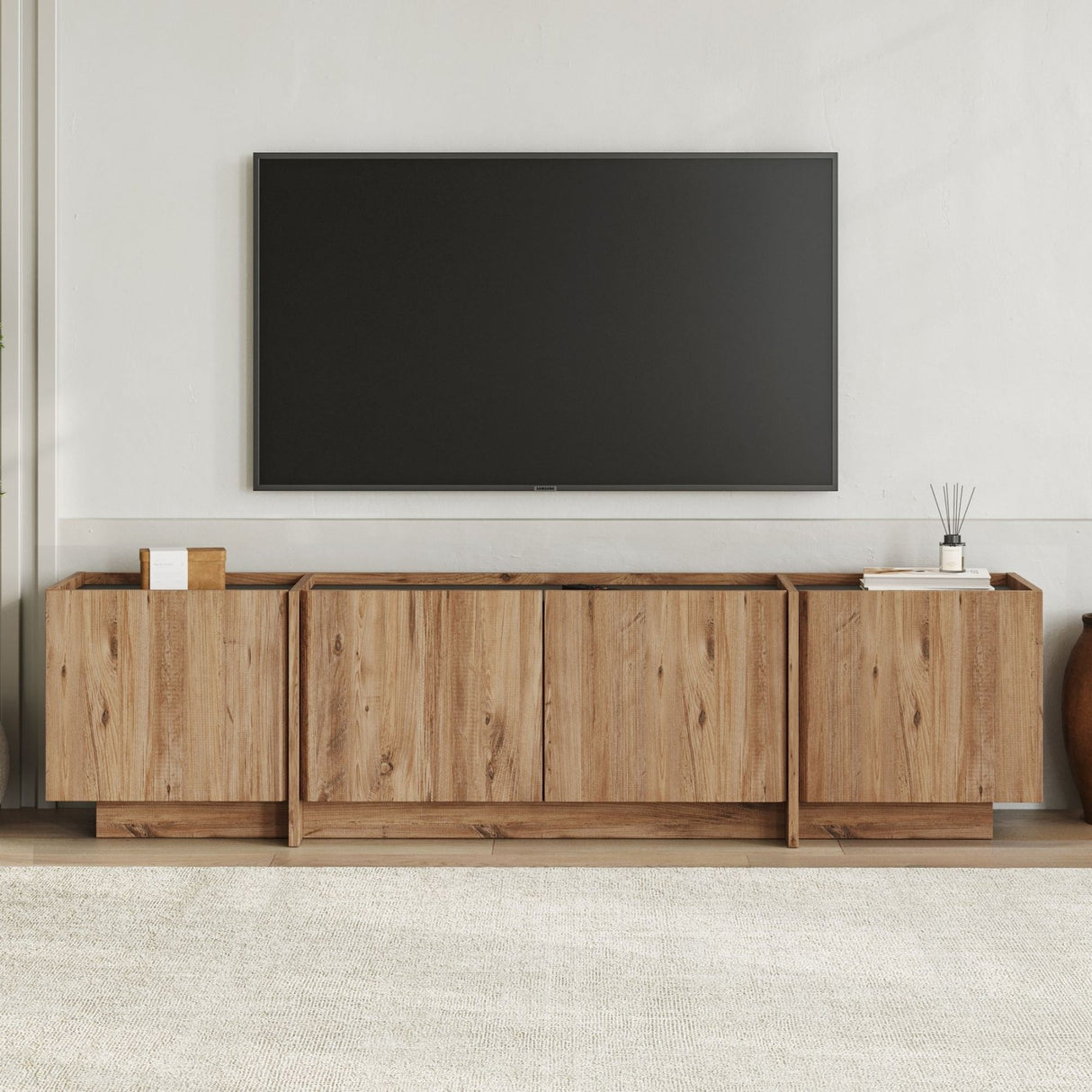 Mobile TV Lowen in effetto rovere da 180 cm in pino atlantico e melaminico antracite