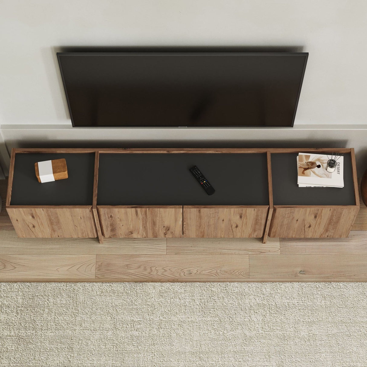 Mobile TV Lowen in effetto rovere da 180 cm in pino atlantico e melaminico antracite