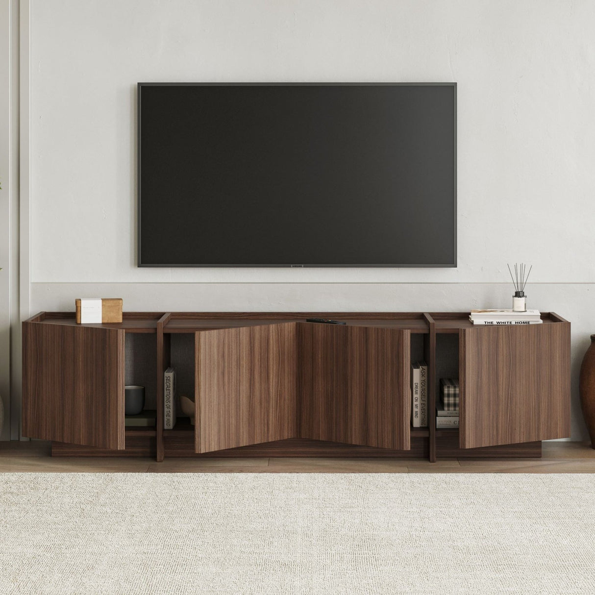 Mobile TV Lowen in noce Milano 180 cm Pannello in legno composito rivestito melaminico