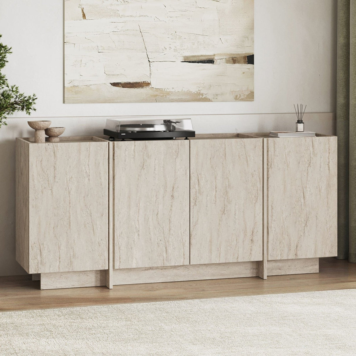 Consolle Dorma effetto travertino 180 cm Legno rivestito melaminico