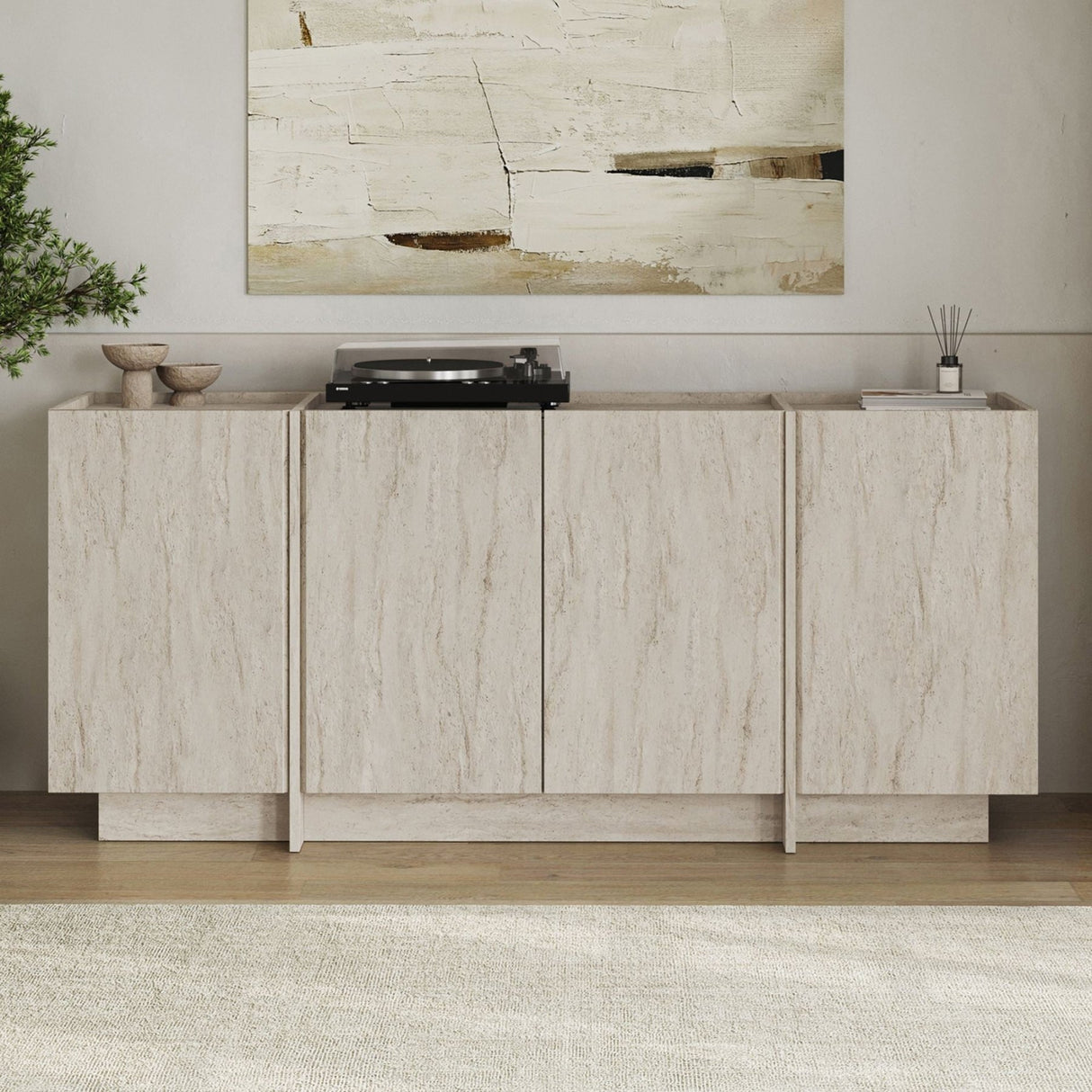 Consolle Dorma effetto travertino 180 cm Legno rivestito melaminico