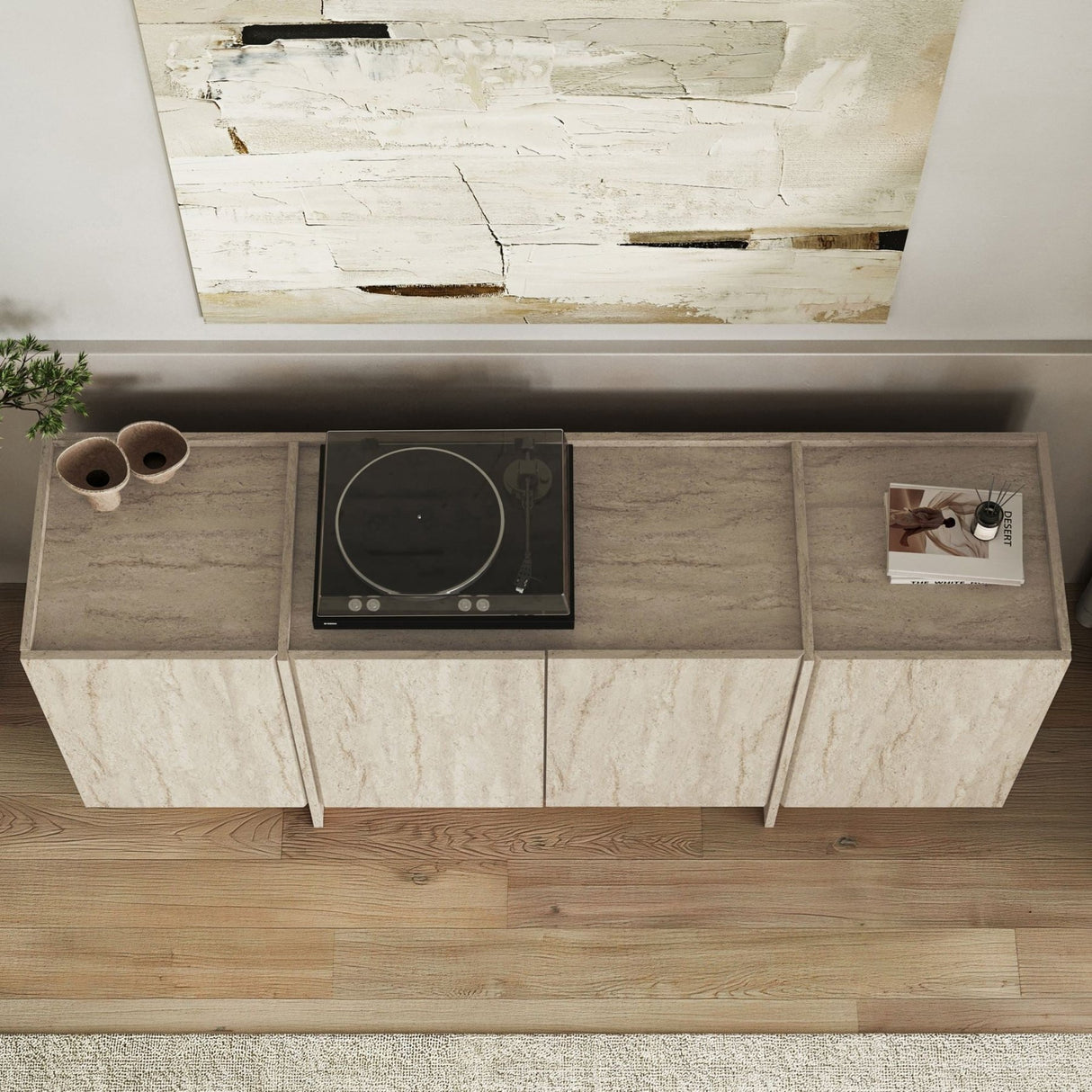 Consolle Dorma effetto travertino 180 cm Legno rivestito melaminico