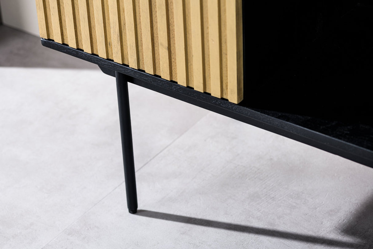 Credenza Manu in legno di mango nero naturale 160x40x86 cm