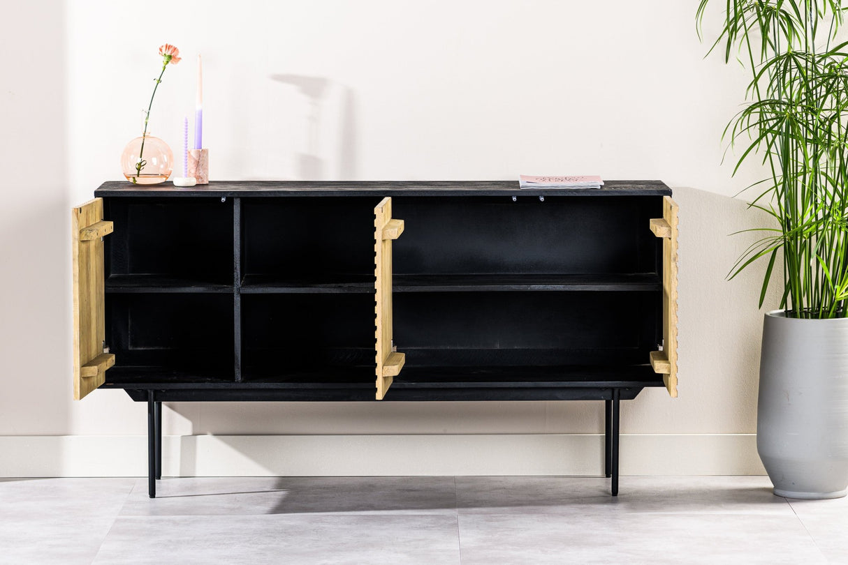 Credenza Manu in legno di mango nero naturale 160x40x86 cm