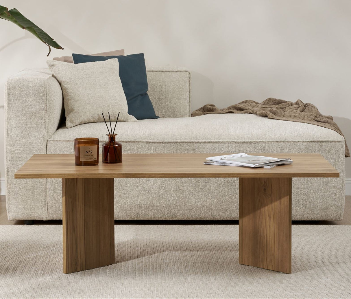 Salontafels - Rechthoekige salontafel eiken melamine Sabin 119x60 cm - Dimehouse