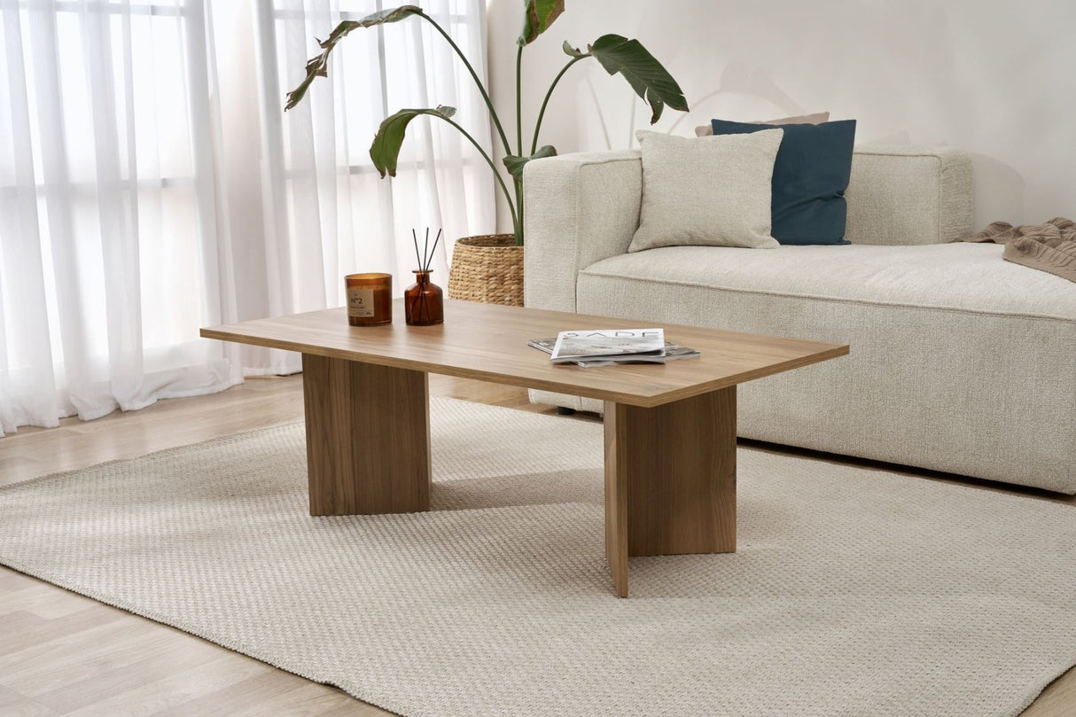 Salontafels - Rechthoekige salontafel eiken melamine Sabin 119x60 cm - Dimehouse