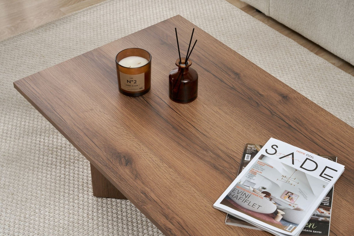 Salontafels - Rechthoekige salontafel walnoot melamine Sabin 119x60 cm - Dimehouse
