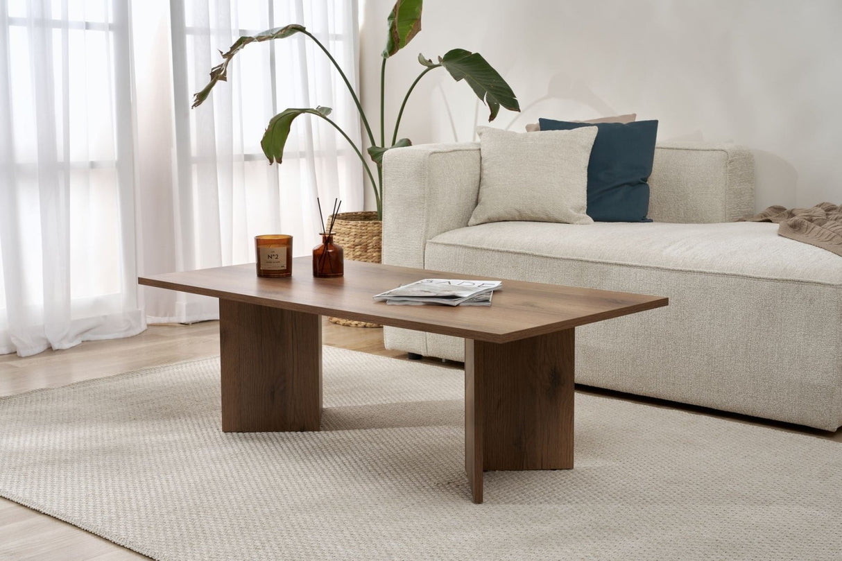 Salontafels - Rechthoekige salontafel walnoot melamine Sabin 119x60 cm - Dimehouse
