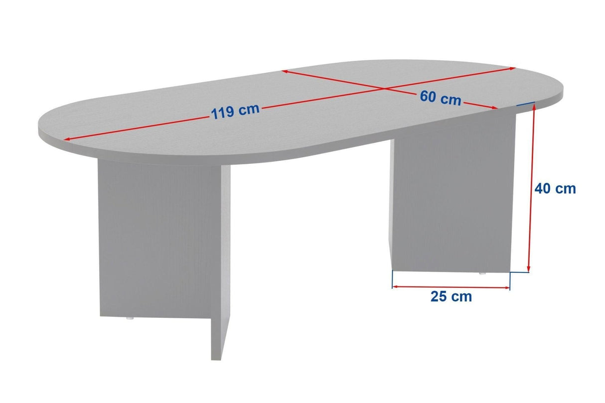 Tavolino in melaminico rovere forma ad arco Koda 119x60 cm