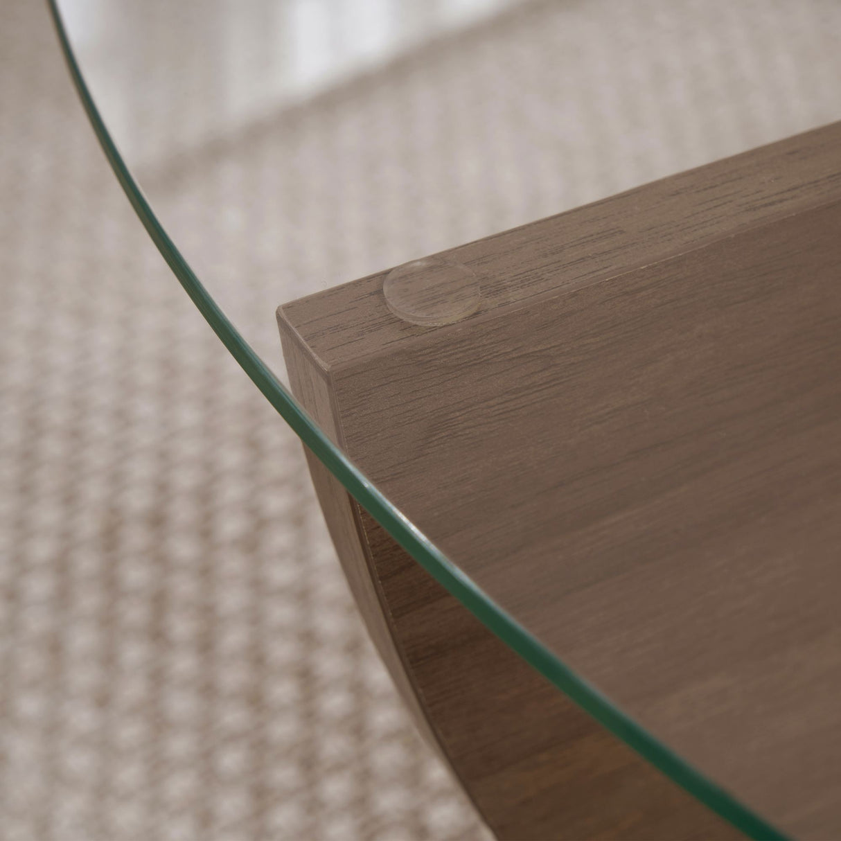 Tavolino Liya noce ovale 90 cm Vetro temperato