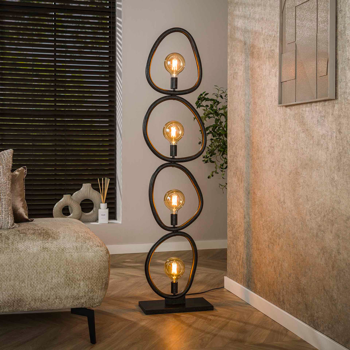 Vloerlampen - Vloerlamp Orion 4 - lichts Zwart Metaal 165 cm - Dimehouse