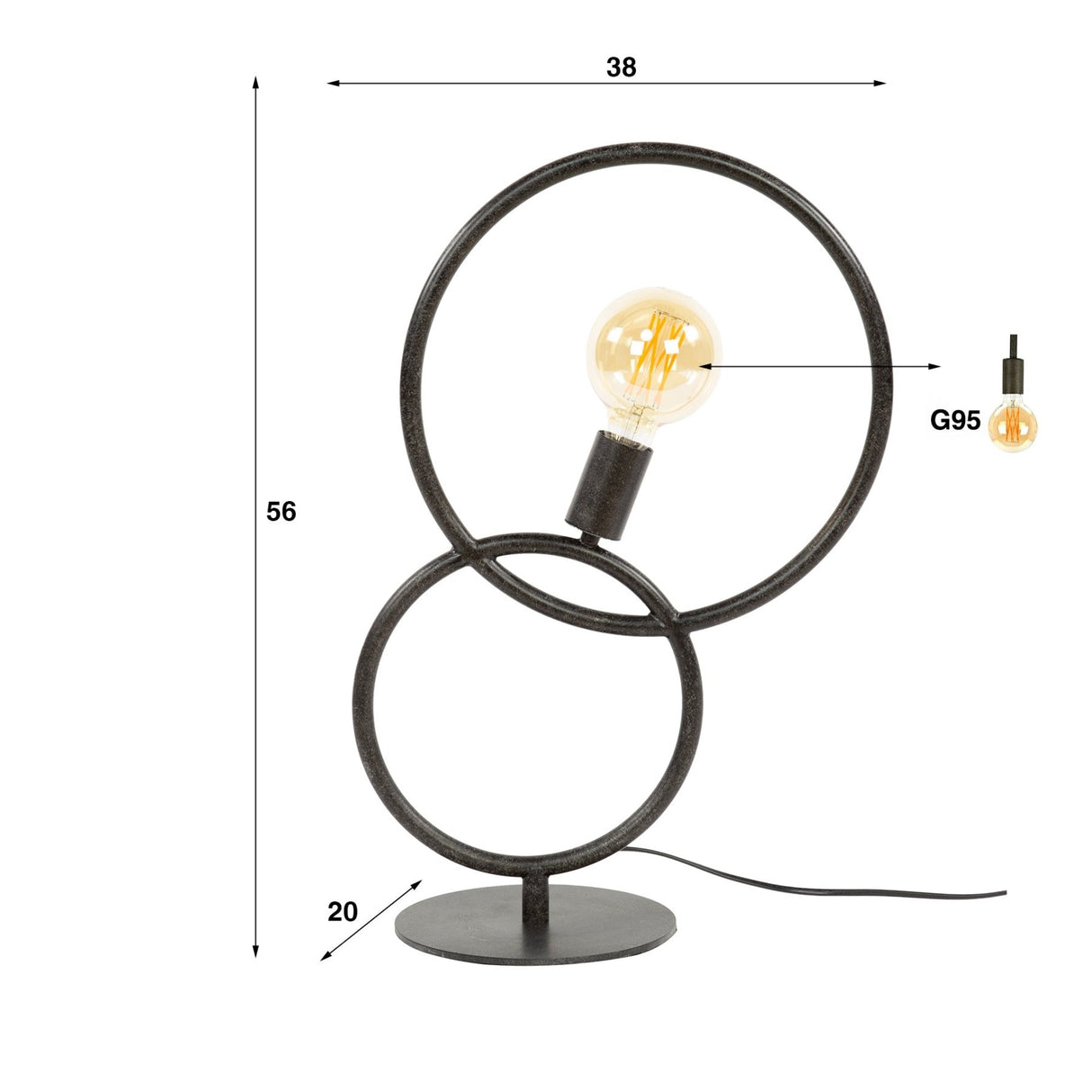 Lampada da tavolo Arc a 1 luce in Metallo Nero
