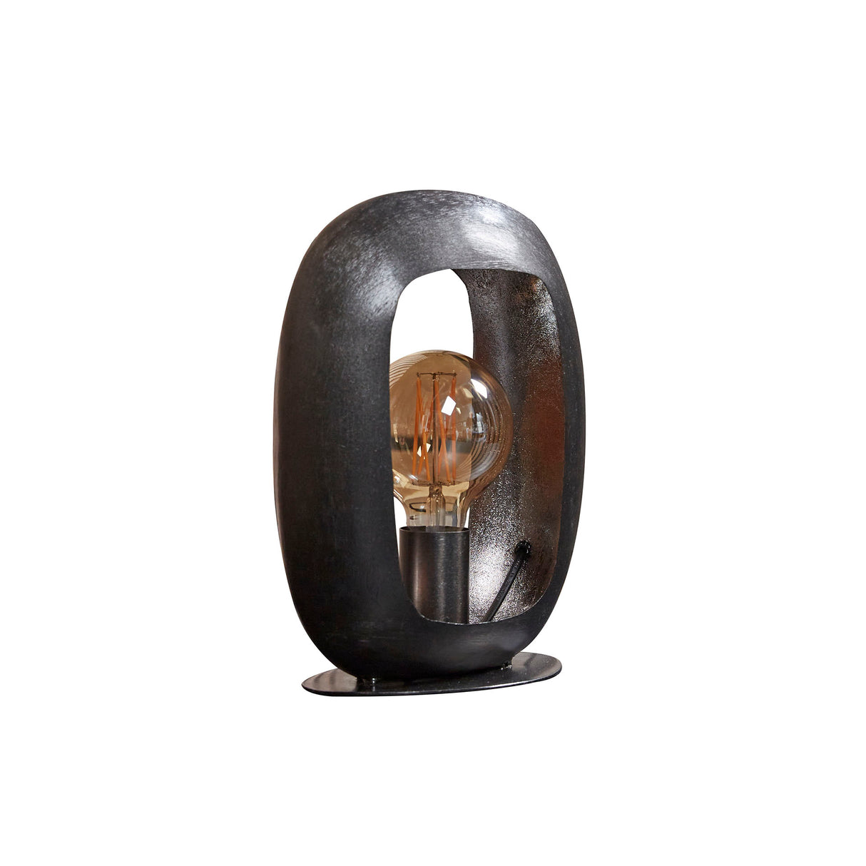 Lampada da tavolo industriale Selma S Ovale Nichel Nero