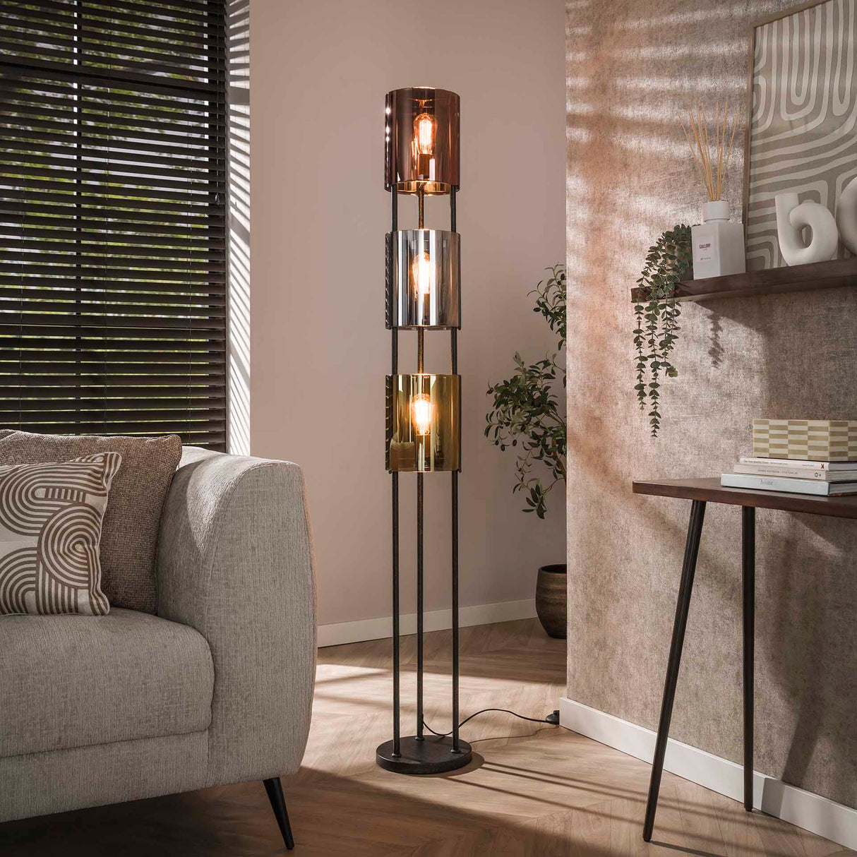 Vloerlampen - Vloerlamp Nox 3 - lichts Zwart Metaal 175 cm - Dimehouse