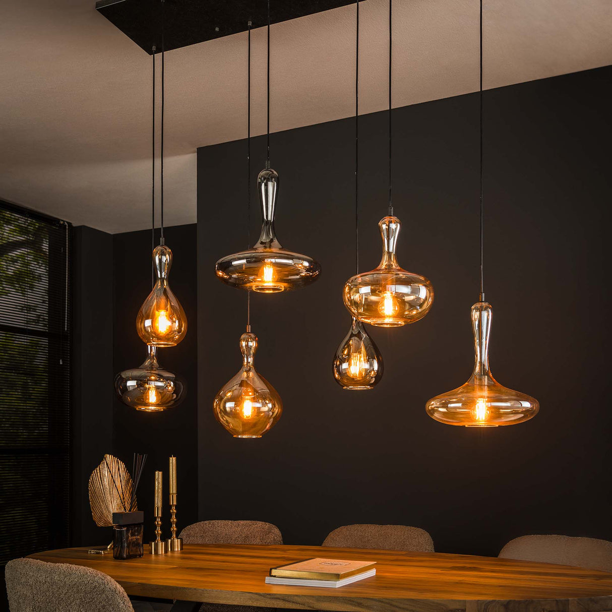 Hanglampen - Moderne Hanglamp Glas Getrapt Lessy 7 - Lichts Artic - Dimehouse