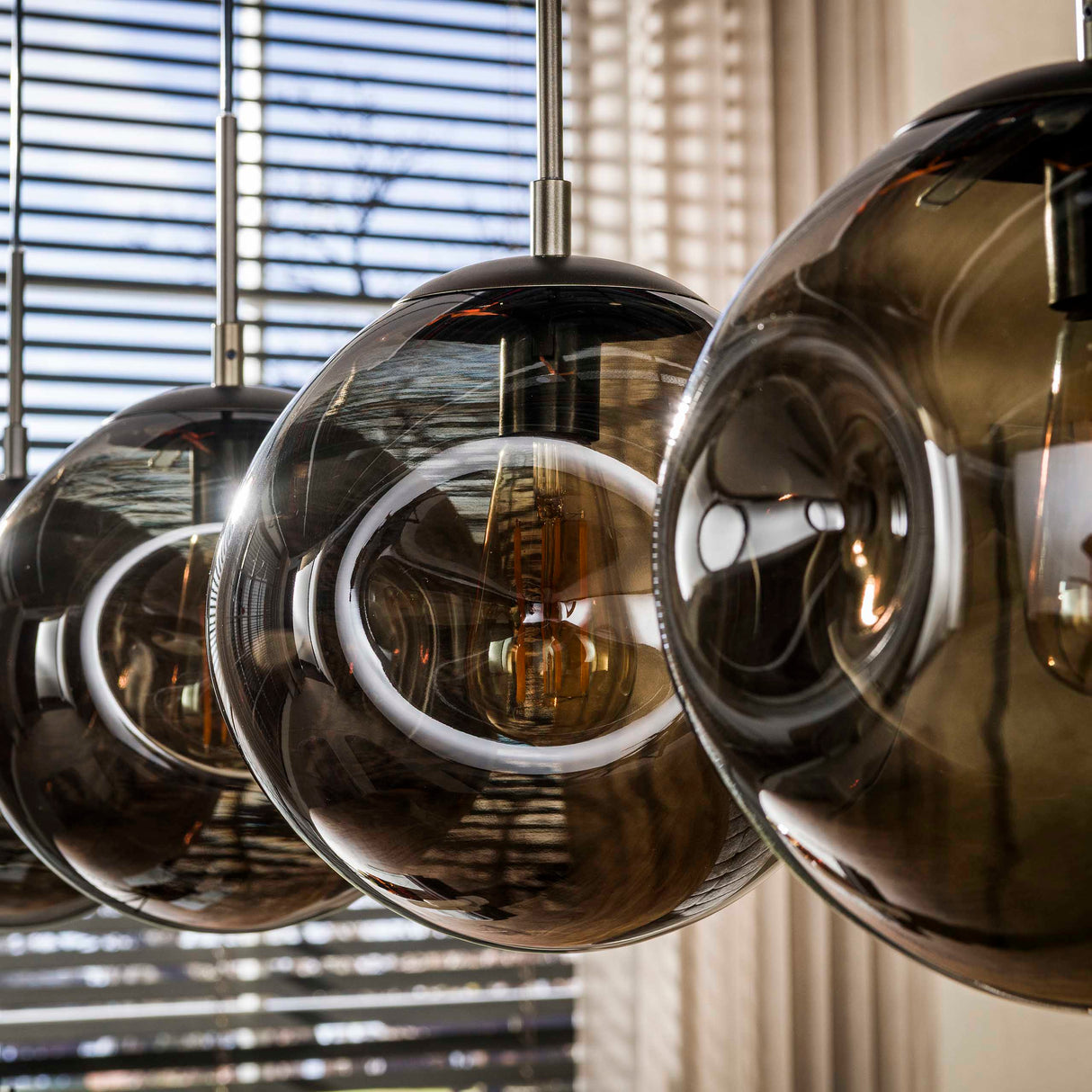 Hanglamp-Hanglamp Ada 4-lichts bruin glas-Dimehouse