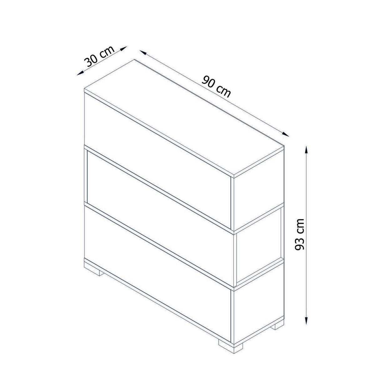 Schoenenkasten - Schoenenkast Napolyon Wit Walnoot Melamine 90x93x30 cm - Dimehouse