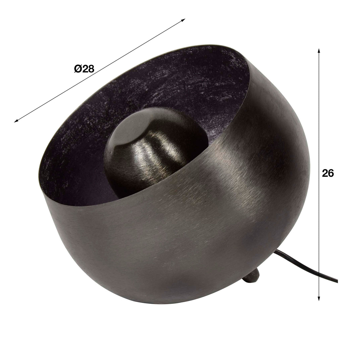 Lampada da tavolo Basel DH Interior Nero LxLxH 31x29x29 Nickel Bianco indicazione dimensione foto