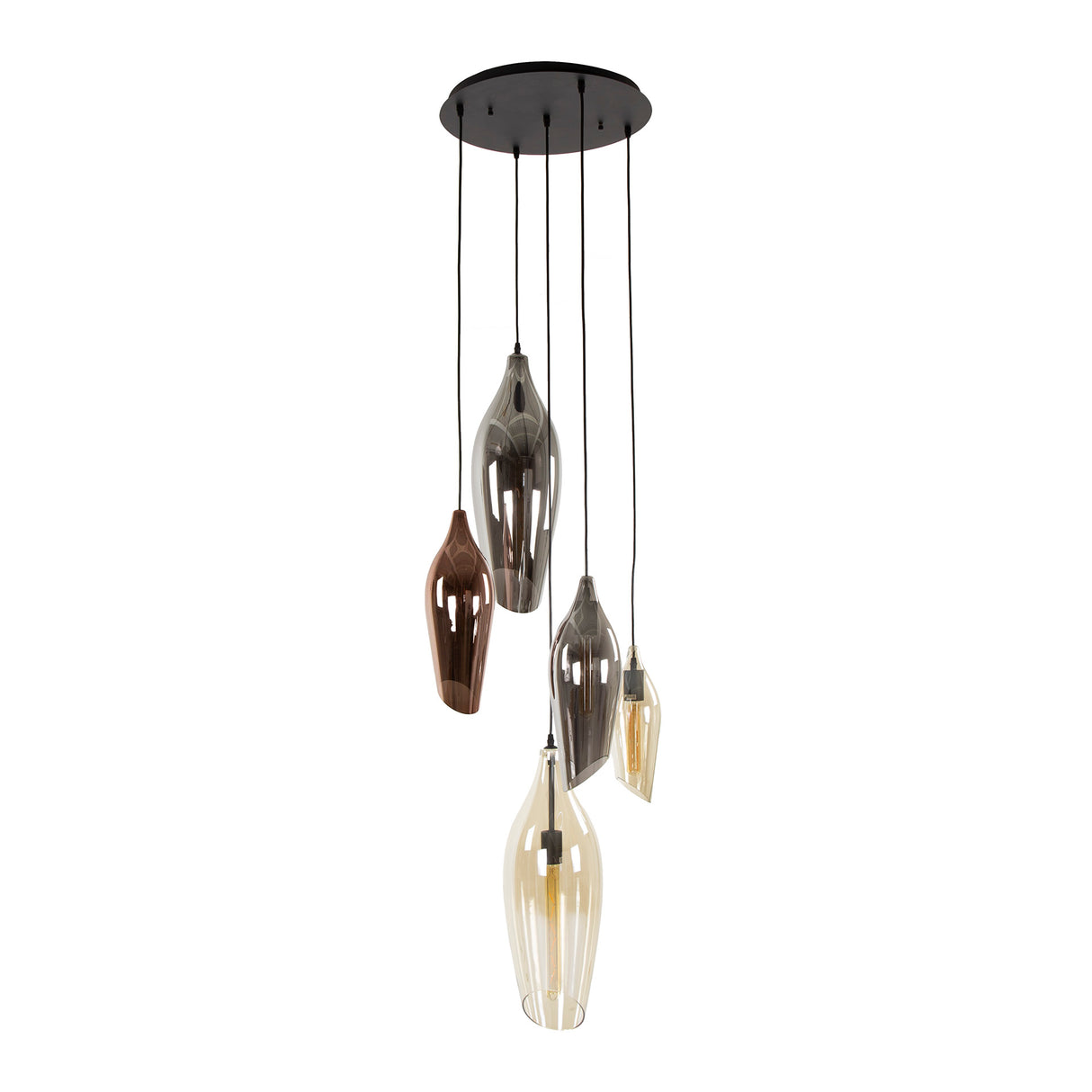 Lampada a sospensione moderna Coco a gradini in vetro colorato a 5 luci
