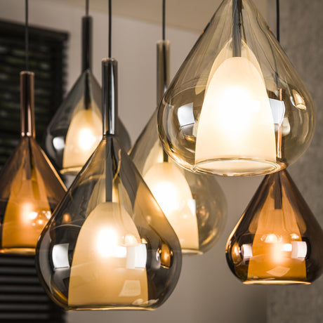 Hanglampen - Moderne Hanglamp Noxen 7 - lichts Gekleurd Glas - Dimehouse