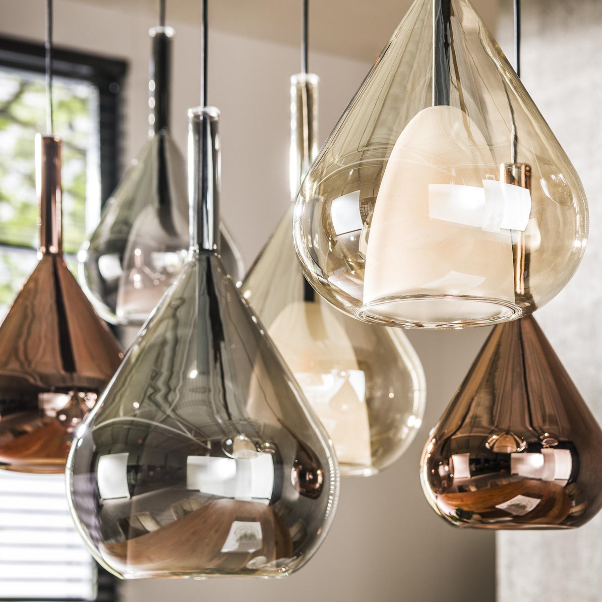 Hanglampen - Moderne Hanglamp Noxen 7 - lichts Gekleurd Glas - Dimehouse